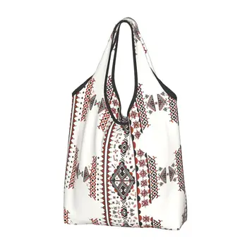 Переработка Kabyle Amazigh Pattern, Хозяйственная сумка, Женская сумка-тоут, портативный символ берберского искусства, Продуктовые сумки для покупателей