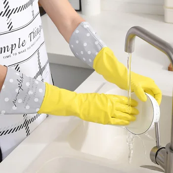 Перчатки Кухонные Перчатки для посудомоечной машины, Латексные перчатки, Водонепроницаемые резиновые перчатки из латекса, Прочные резиновые перчатки для стирки, Бытовая уборка