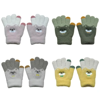 Перчатки с медведем, стильные детские варежки, удобные перчатки, легкие для детей, мягкие и теплые зимние аксессуары Y55B