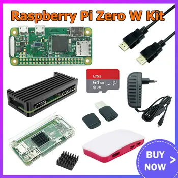 Плата Raspberry Pi Zero W с одноядерным процессором частотой 1 ГГц, 512 МБ Оперативной памяти, совместимой с Wi-Fi и Bluetooth, Pi 0 Zero WH с контактным разъемом, дополнительный корпус