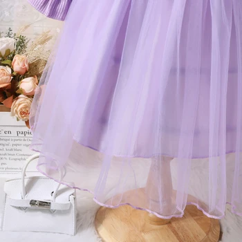 Платье принцессы для маленьких девочек из тюля с длинным рукавом, платье трапециевидной формы с 3D цветочным декором, детское милое платье