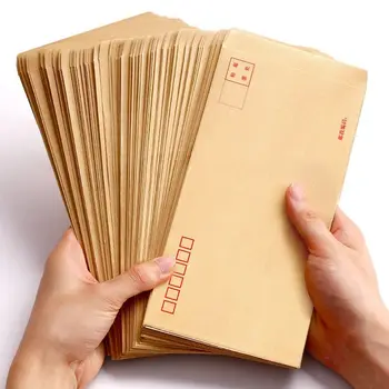 Плотный конверт из крафт-бумаги, желто-белый бланк, стандартный пакет для выплаты зарплаты по почте