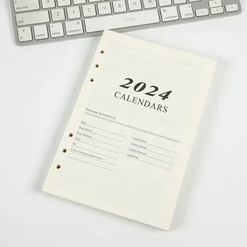 Повестка дня на 2024 год, ежедневник, тетрадь формата А5, английская версия, сменный лист, основной список дел на каждый день, канцелярские принадлежности с отрывными листами