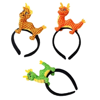 Повязка на голову с китайским серафимом для женщин и девочек, головной убор с драконом китайского зодиака, плюшевый дракон для новогодней вечеринки