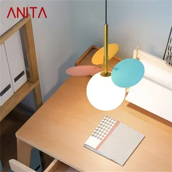 Подвесной светильник ANITA Nordic с круглым шаром, светильники Macaroon для помещений, подвесные современные люстры