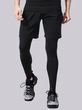 Полностью черные спортивные штаны, мужские эластичные быстросохнущие колготки, баскетбольные спортивные штаны для бега, фитнеса