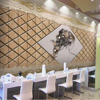 Пользовательские 3D украшения любого размера Креативный парикмахерский салон Рабочий фон парикмахерского зала Обои для рабочего стола Домашний декор Гобеленовая бумага для рисования
