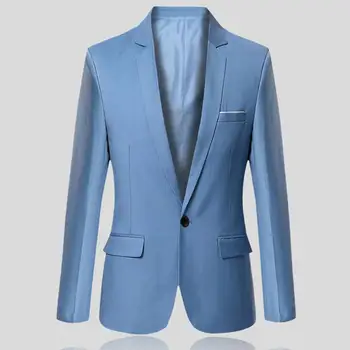 Популярный пиджак, однобортная верхняя одежда, мужской блейзер, приталенный свадебный пиджак с лацканами.