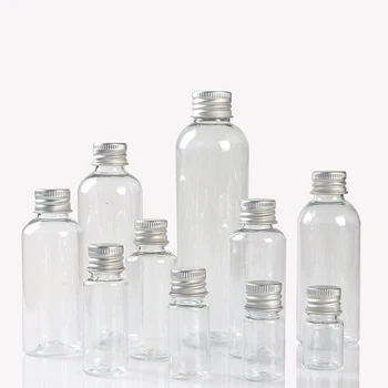 Прозрачная пластиковая бутылка с алюминиевой завинчивающейся крышкой Маленькие баночки Косметический контейнер Дорожный набор Пустые бутылки многоразового использования Банка