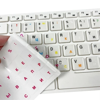 Прозрачные наклейки на клавиатуру с русским алфавитом из ПВХ, черно-белая этикетка для компьютера, Защита от пыли, Аксессуары для ноутбуков