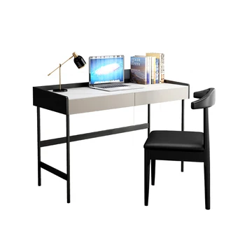 Простой современный Небольшой компьютерный стол Черно-белый Секретарь Менеджер Офисные столы и стулья с выдвижными ящиками