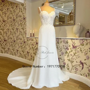 Простые Белые свадебные платья для женщин, Милая, 2024, Новая аппликация, Элегантный Придворный шлейф, Свадебные платья Vestidos De Noiva, Большие размеры