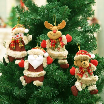 Рождественская елка Тканевые куклы Подвески Украшение дома Новый Год Рождество Снеговик Санта Клаус Лось Плюшевые куклы Украшения Декор Детские Подарки