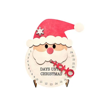 Рождественская коллекция Advent, декоративный и многоразовый деревянный календарь обратного отсчета, 11,8 дюйма, Santa Beard B