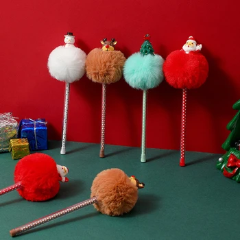 Рождественская серия, Милая мультяшная плюшевая шариковая ручка, Креативные ручки для подписи, подарок для офиса, Школьные принадлежности, Канцелярские принадлежности, Забавная ручка