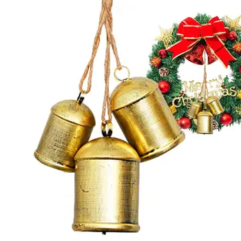 Рождественские колокольчики 3 шт./компл. Lucky Vintage retro Harmony Bells с пеньковой веревкой металлический коровий колокольчик Для Праздничного Оформления Окон