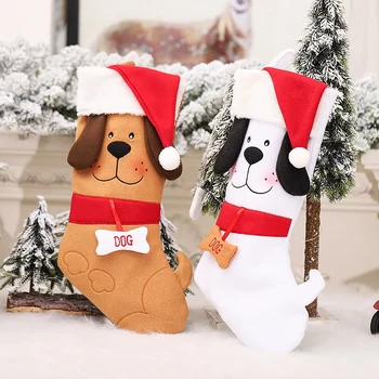 Рождественский чулок в стиле собаки и щенков, декор рождественских подарков в собачьей тематике, Рождественский подвесной декор, рождественские украшения
