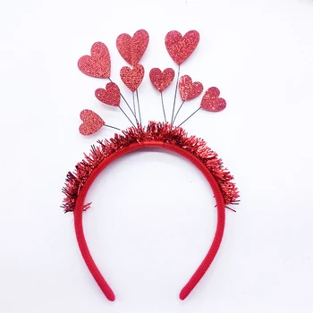 Розовая повязка на голову с красным сердечком на День Святого Валентина, аксессуары для волос для взрослых, украшения для волос