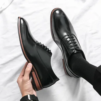 Роскошная мужская обувь высокого качества, модная повседневная обувь, мужские оксфорды с острым носком, свадебные кожаные модельные туфли, Мужские офисные туфли для джентльменов
