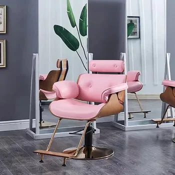 Роскошное Салонное кресло для парикмахерской с золотой ножкой в стиле Ретро Винтажное Салонное кресло Портативное Поворотное Silla De Barbero Коммерческая Мебель