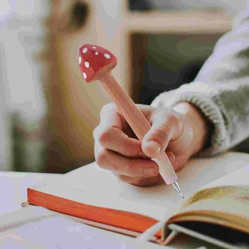 Ручка-гриб, Резная ручка ручной работы из дерева, Новинка, ручка для письма, мультяшный шариковый маркер, Милые канцелярские принадлежности