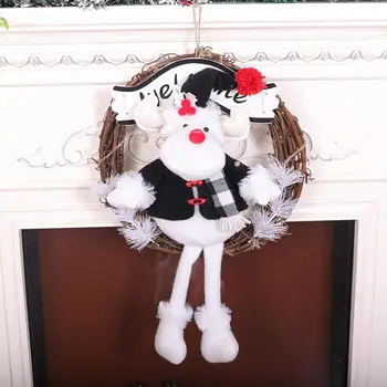 Санта Клаус, Снеговик, кукла Лося, Виноградный круг, Рождественский венок на открытом воздухе, Приветственные Дверные завесы, декор из ротанга, Гирлянда для двери, стены крыльца,