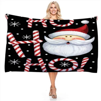 Санта-Клауса с Рождеством Христовым, Быстросохнущее Пляжное полотенце, мочалка для лица из микрофибры, банные полотенца для плавания, серфинга, декор для ванной комнаты