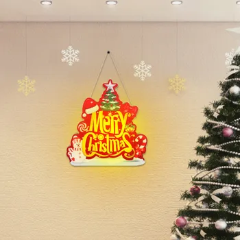 Светящиеся деревянные вывески, подвесные украшения 2023 Новые рождественские украшения, дверные гирлянды, надписи на окнах торгового центра