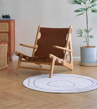 Скандинавское кресло из массива дерева, креативное дизайнерское кресло, маленькая квартира, шезлонг на балконе