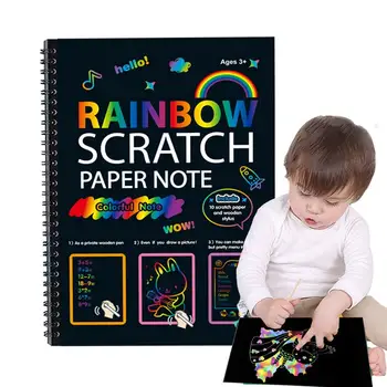 Скретч-бумага для заметок Rainbow Scratch Paper Art Set Scratch Off Paper Детские Художественные Поделки Мини-Скретч-заметки Magic Scratch Off