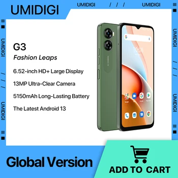Смартфон UMIDIGI G3 Android 13 Helio A22 4 ГБ 64 ГБ 13-Мегапиксельная Камера 120 Гц 5150 мАч Аккумулятор с Двумя SIM-картами 4G Мобильный Телефон