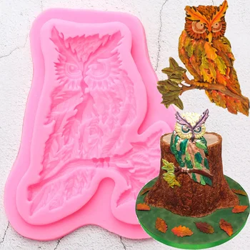 Совиные ветви, лист, силиконовая форма для детского торта на День рождения, Кружевная форма для помадки, формы для кексов, Шоколадные формы, формы для конфет из смолы и глины