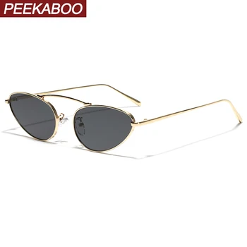 Солнцезащитные очки Peekaboo metal cat eye модные женские винтажные солнцезащитные очки для мужчин uv400 зеленый черный унисекс 2024 женское украшение