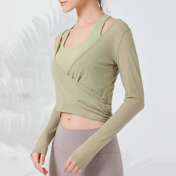 Спортивные рубашки для пилатеса Sean Tsing®, женские прозрачные дышащие футболки с длинным рукавом, пуловеры для тренировок