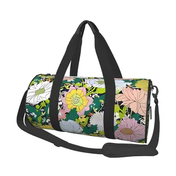 Спортивные сумки с цветочным узором, модная крутая спортивная сумка большой емкости, Мужская и женская дизайнерская сумка выходного дня, багаж, Винтажная сумка для фитнеса