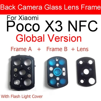 Стеклянная рамка для объектива задней камеры для Xiaomi Mi Poco X3 Глобальная версия NFC Основная рамка для задней камеры со вспышкой Запасные части