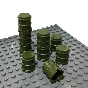 Строительный блок MOC Part Зеленый бензиновый барабан 2x2 Аксессуары для военной сцены, совместимые с Lego Part