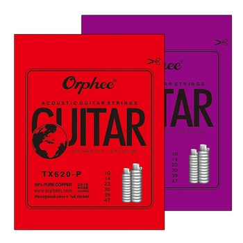 Струны для акустической гитары Orphee TX620 Цвет Медный Провод с ярким тоном, Гитарная струна с шестигранным сердечником, очень легкие аксессуары для гитары