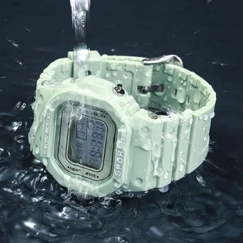 Студенческие электронные часы YIKAZE для мальчиков и девочек, мужские и женские спортивные часы-будильник Macaron Color, водонепроницаемые квадратные часы в подарок