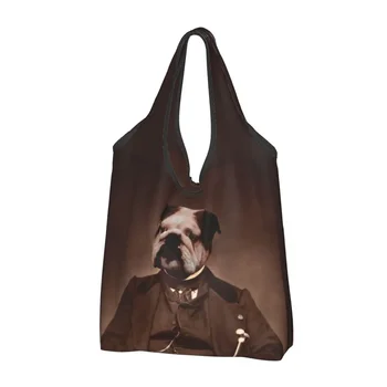 Сумка для покупок в продуктовых магазинах Lord English Bulldog на заказ, сумки через плечо для покупок, портативная сумка для домашних животных British Bulldog Большой емкости