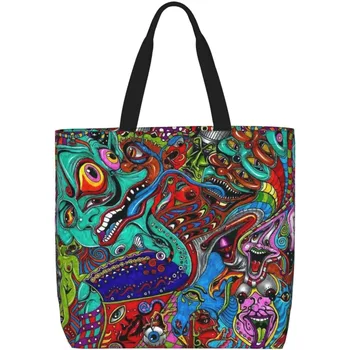 Сумка-тоут с рисунком дикого зверя, медведя и оленя, многоразовая сумка для покупок, удобная сумка на одно плечо с застежкой-молнией большой емкости