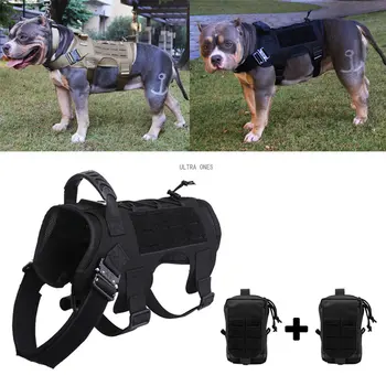 Тактический военный жилет для собак, рабочий тренировочный жилет немецкой овчарки Малинуа для собак среднего размера, сумки для шлейки Molle