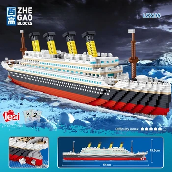 Титаник 3D Пластиковая модель корабля Строительные блоки для взрослых Микро Мини Кирпичи Наборы игрушек для сборки круизного катера Подарок для детей