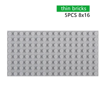 Тонкие кирпичики 5шт 8x16 точек, строительные блоки 