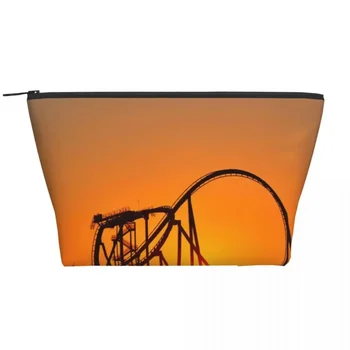 Трапециевидные портативные косметички Park Sunset Roller Coaster, сумка для ежедневного хранения, косметичка для путешествий, сумка для туалетных принадлежностей и украшений
