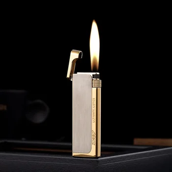 Ультратонкая модная газовая зажигалка ZORRO с персонализированной текстурой металла, шлифовальный круг, Переносная зажигалка с боковым скольжением