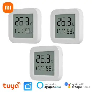 Умный датчик температуры и влажности Xiaomi Tuya, приложение для мониторинга в режиме реального времени, ЖК-дисплей, дисплей, совместимый с Bluetooth