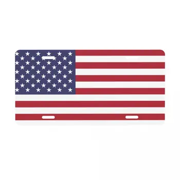 Флаг Соединенных Штатов, номерной знак США, Декоративная крышка переднего номерного знака автомобиля, Алюминиевая бирка на туалетном столике 12 X 6 дюймов