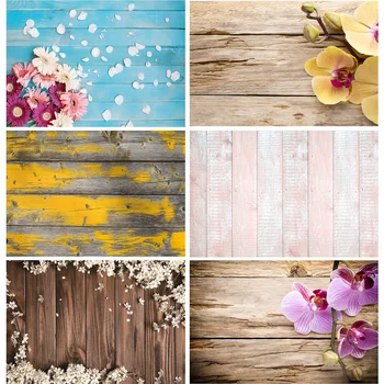 Фоны для фотосъемки из художественной ткани SHENGYONGBAO С цветами и деревянными досками, тематический фон для фотостудии TT-10