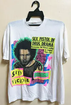Футболка с изображением Сида Викиуоса из Vtg 80-х, Sex Pistols, панк-рок Тур, Концертная футболка LNH1623